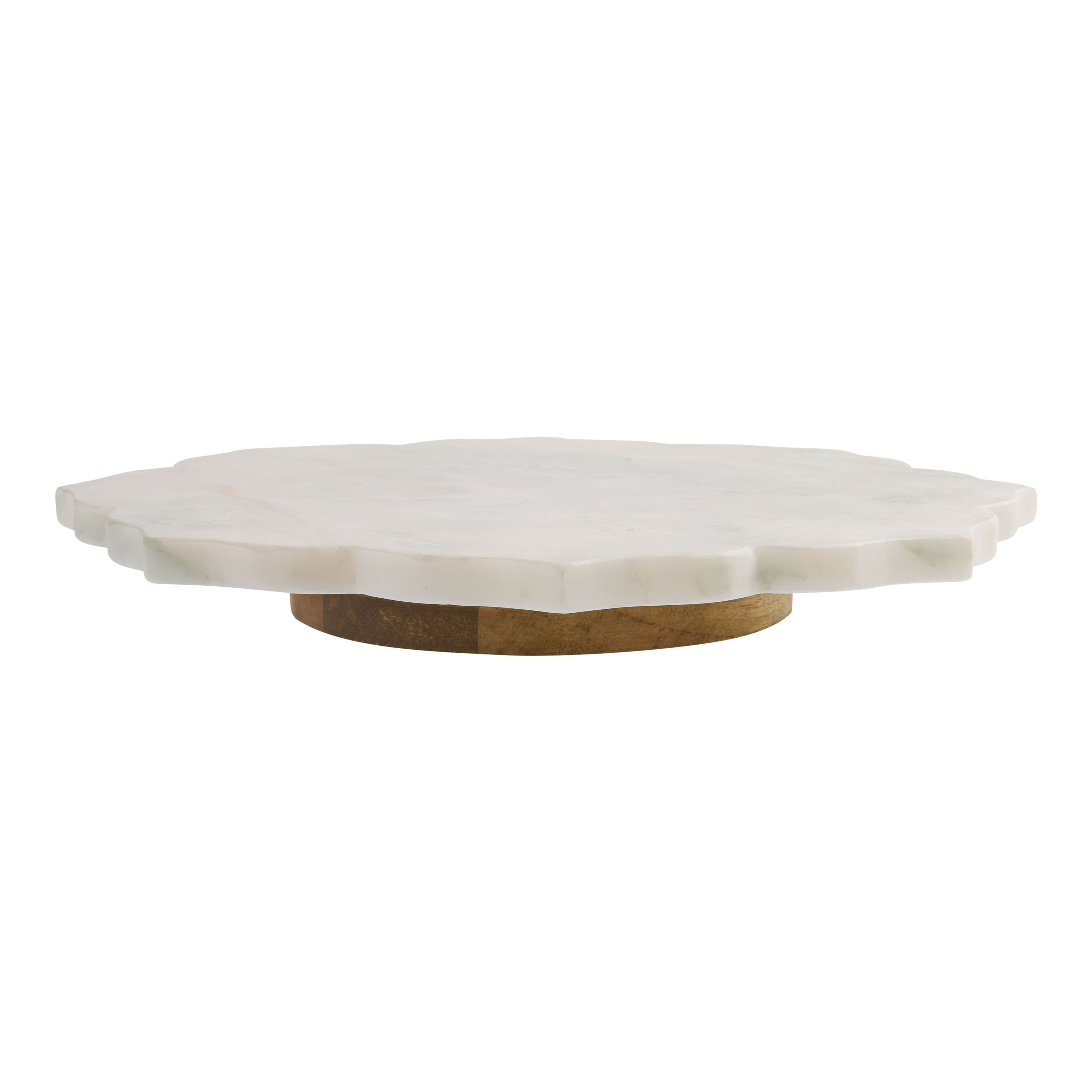 Green and White Marble Lotus Shaped Lazy Susan - World Market