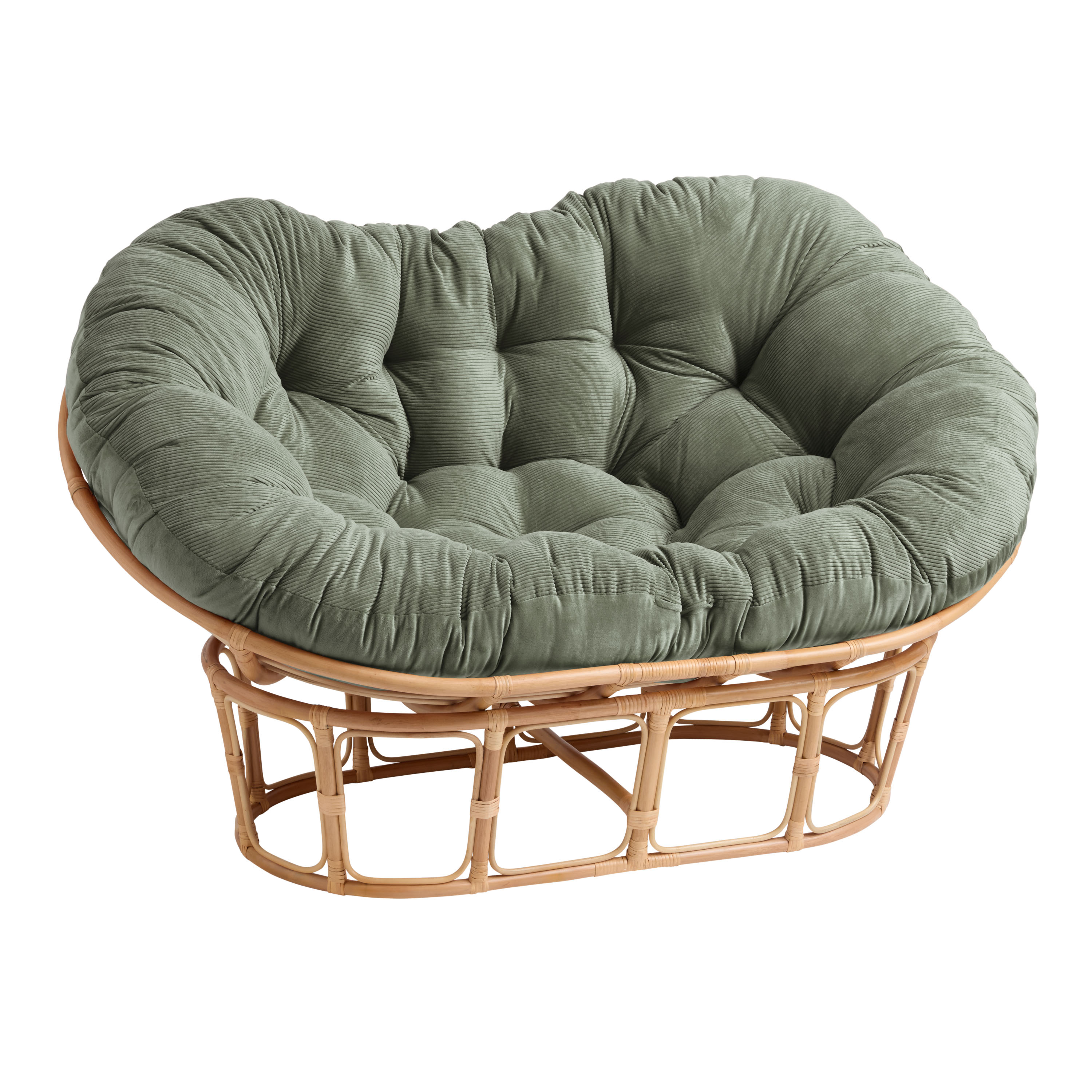 Corduroy Double Papasan Chair Cushion - Green